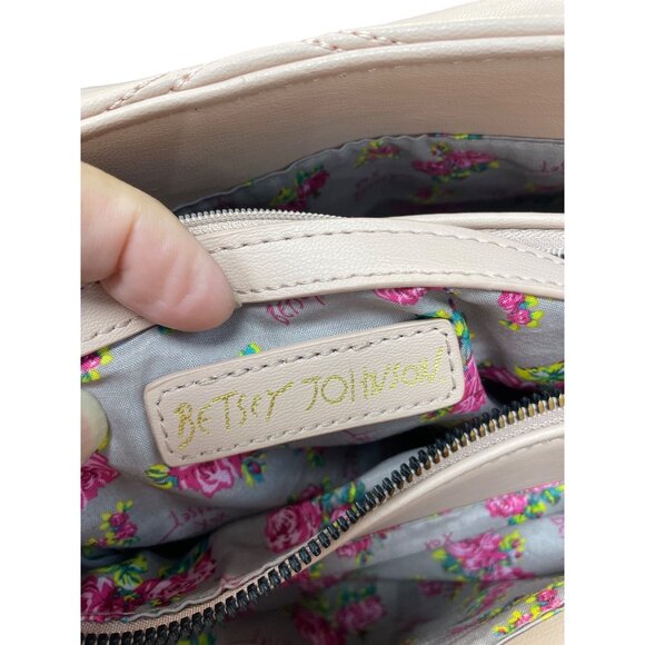 Betsey Johnson Large Blush Pink Quilted Tote Shoulder Handbag SKU 9230 - Picture 15 of 16